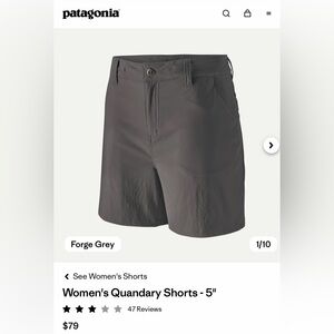 NWT Patagonia Women's Quandary Hiking / Utility Shorts - 5” -Forge Gray - Sz 16